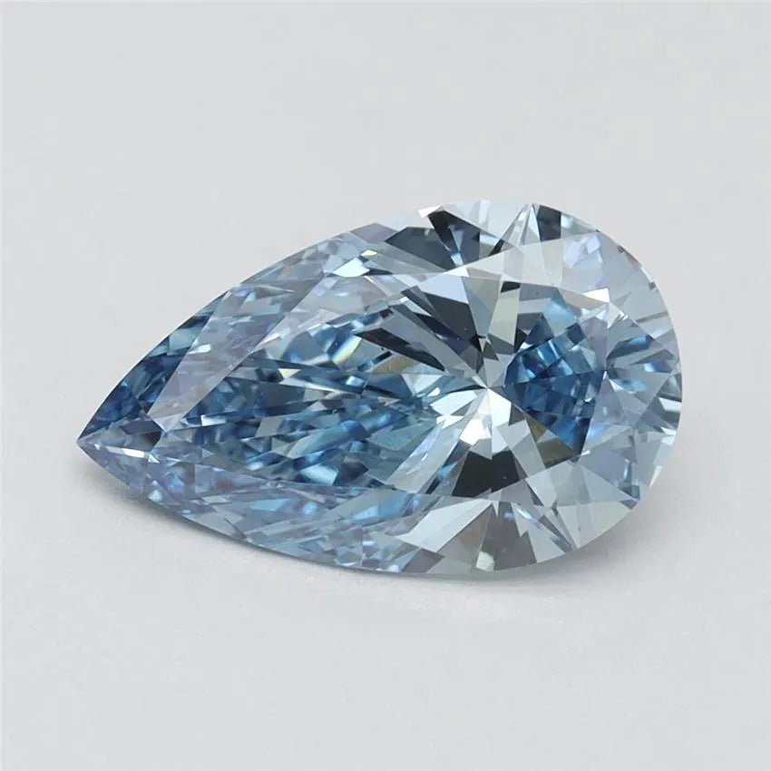 2.08ct Pear Lab Grown Diamond (Colour Fancy Vivid Blue, Clarity VS1, IGI Certified) - Jewelry by Cleo