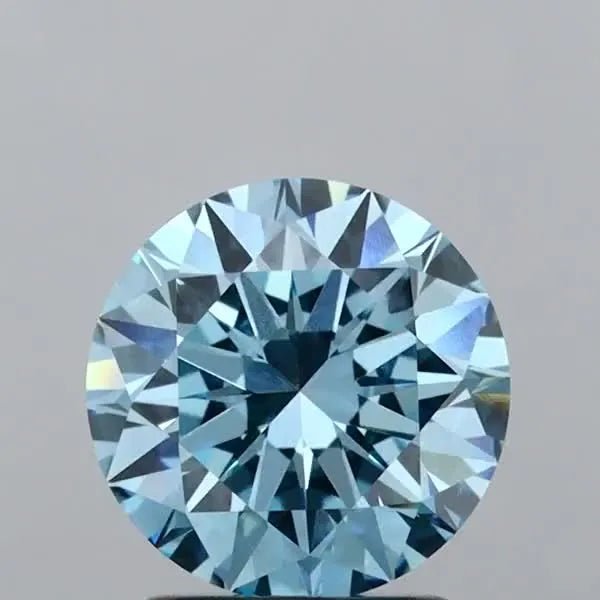 2.08ct Round Lab Grown Diamond (Colour Fancy Vivid Blue, Clarity VS1, Cut EX, IGI Certified) - Jewelry by Cleo
