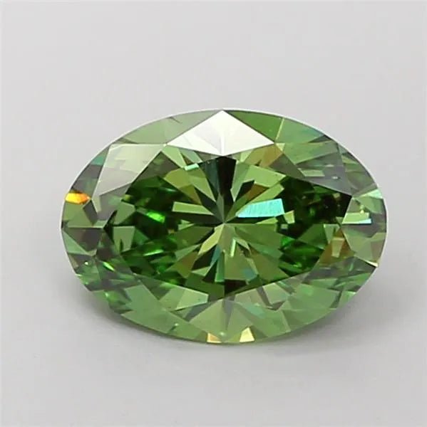 2.09ct Oval Lab Grown Diamond (Colour Fancy Vivid Green, Clarity VS1, IGI Certified) - Jewelry by Cleo