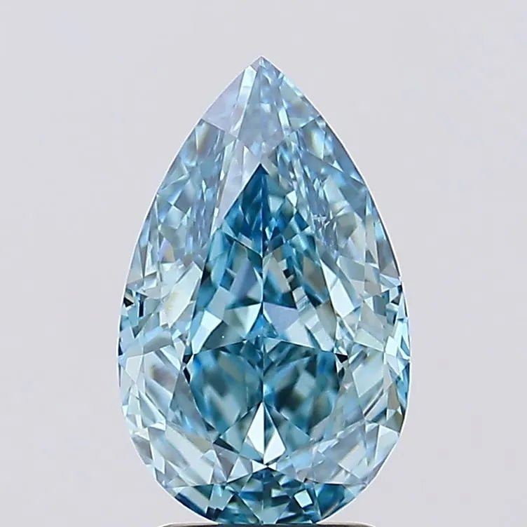 2.12ct Pear Lab Grown Diamond (Colour Fancy Vivid Blue, Clarity VS1, IGI Certified) - Jewelry by Cleo