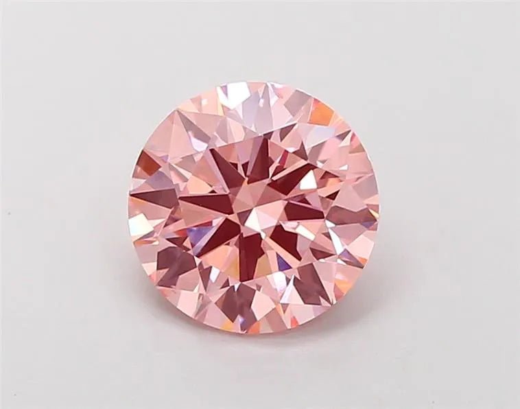 2.12ct Round Lab Grown Diamond (Colour Fancy Vivid Pink, Clarity VS1, Cut ID, IGI Certified) - Jewelry by Cleo