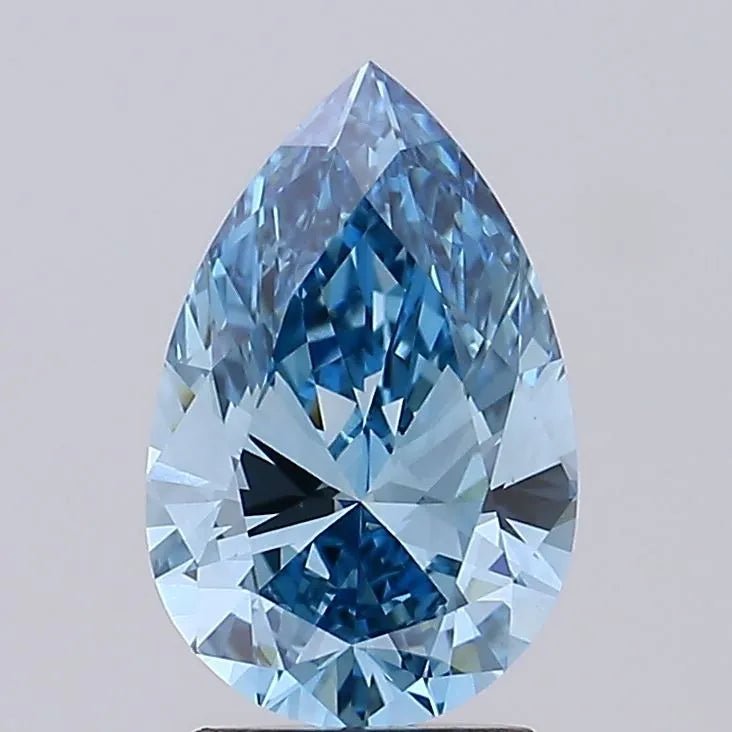 2.22ct Pear Lab Grown Diamond (Colour Fancy Vivid Blue, Clarity VS1, IGI Certified) - Jewelry by Cleo
