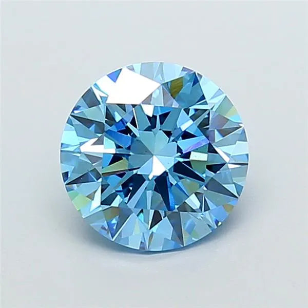 3.02ct Round Lab Grown Diamond (Colour Fancy Vivid Blue, Clarity VS1, Cut ID, IGI Certified)