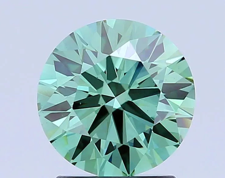 1.73ct Round Lab Grown Diamond (Colour Fancy Vivid Green, Clarity VS1, Cut ID, IGI Certified)