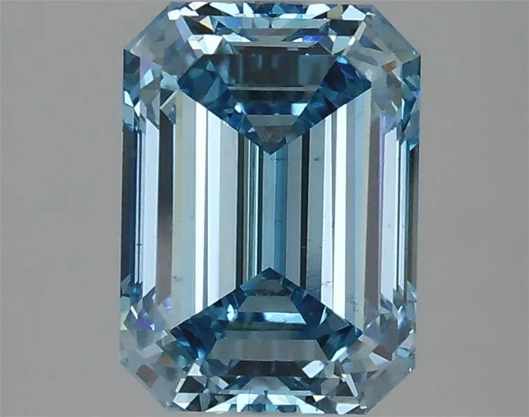 2.47ct Emerald Lab Grown Diamond (Colour Fancy Vivid Blue, Clarity VS1, IGI Certified) - Jewelry by Cleo