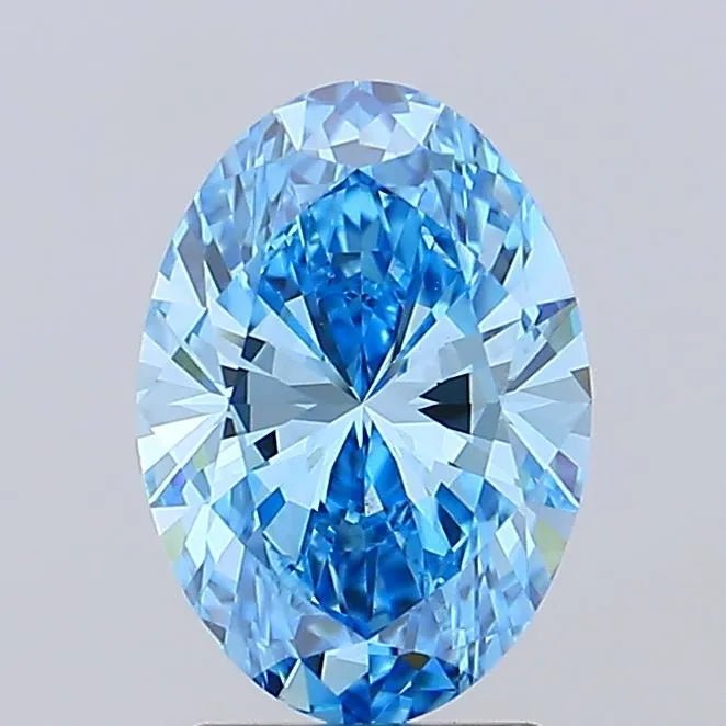 2.52ct Oval Lab Grown Diamond (Colour Fancy Vivid Blue, Clarity VS1, IGI Certified) - Jewelry by Cleo