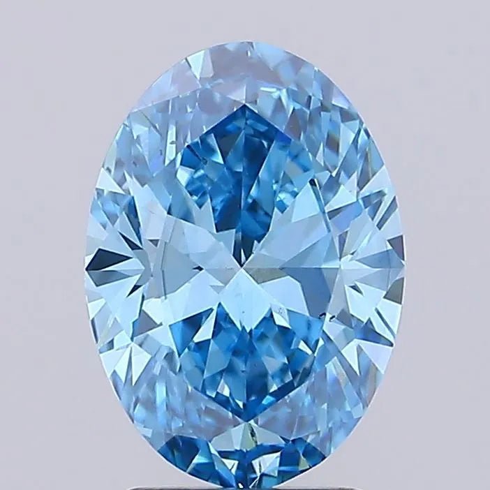 2.70ct Oval Lab Grown Diamond (Colour Fancy Vivid Blue, Clarity SI1, IGI Certified) - Jewelry by Cleo