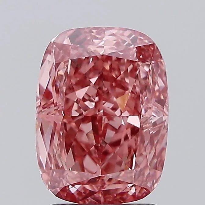 2.73ct Cushion modified Lab Grown Diamond (Colour Fancy Vivid Pink, Clarity VS2, IGI Certified) - Jewelry by Cleo