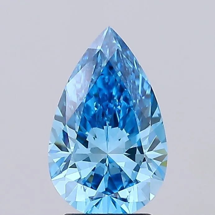 2.73ct Pear Lab Grown Diamond (Colour Fancy Vivid Blue, Clarity VVS2, IGI Certified) - Jewelry by Cleo