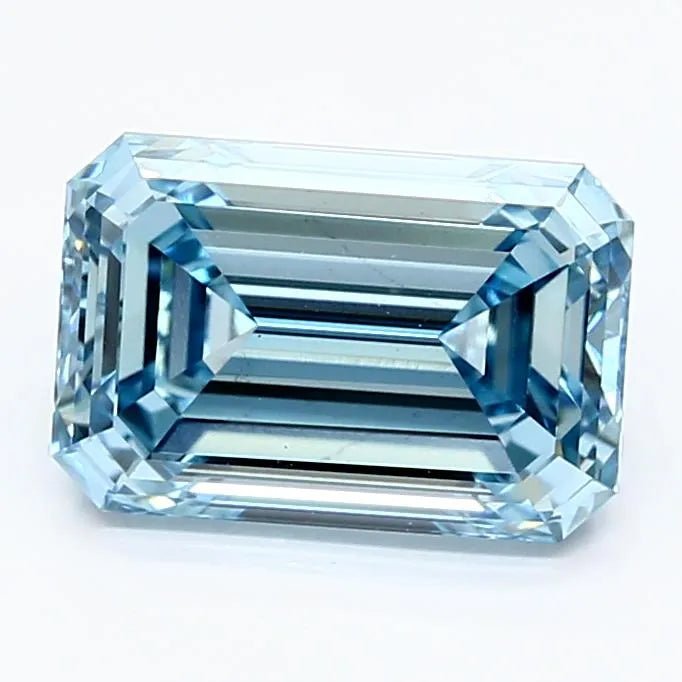 2.82ct Emerald Lab Grown Diamond (Colour Fancy Vivid Blue, Clarity VS1, IGI Certified) - Jewelry by Cleo