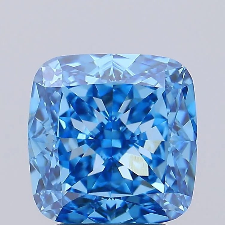 2.84ct Cushion modified Lab Grown Diamond (Colour Fancy Vivid Blue, Clarity VVS2, IGI Certified) - Jewelry by Cleo