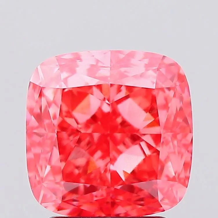 2.90ct Cushion modified Lab Grown Diamond (Colour Fancy Vivid Pink, Clarity VS1, IGI Certified) - Jewelry by Cleo