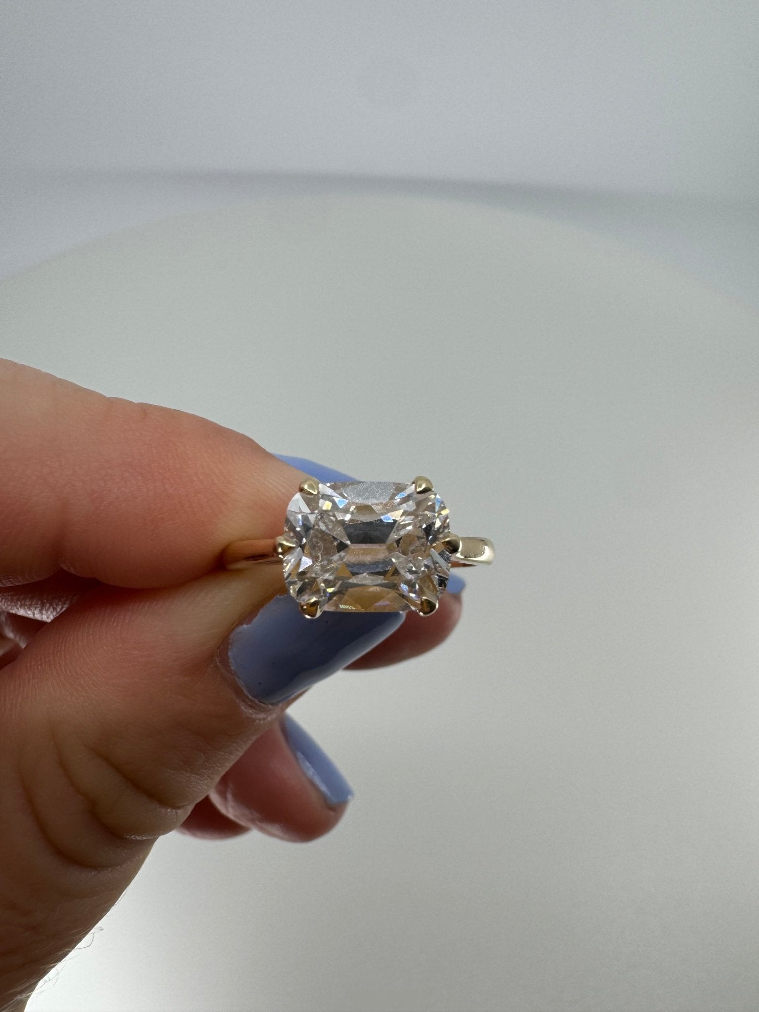 3 carat OMC set east - west in 14k yellow gold - Jewelry by Cleo
