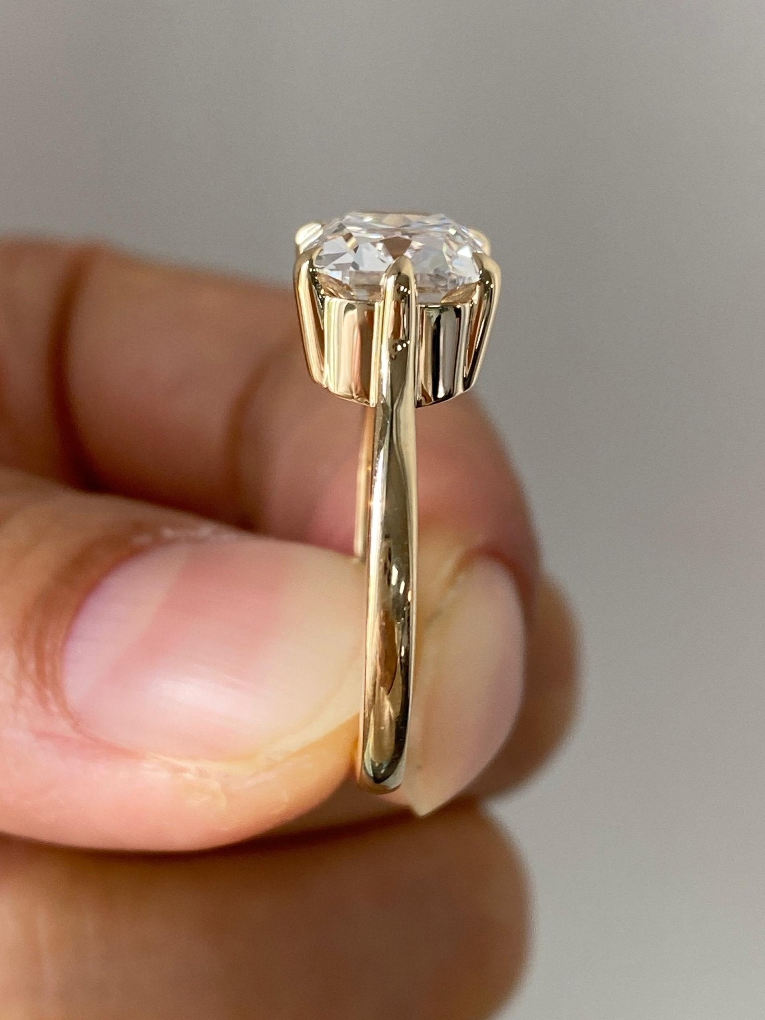 3 carat OMC set east - west in 14k yellow gold - Jewelry by Cleo