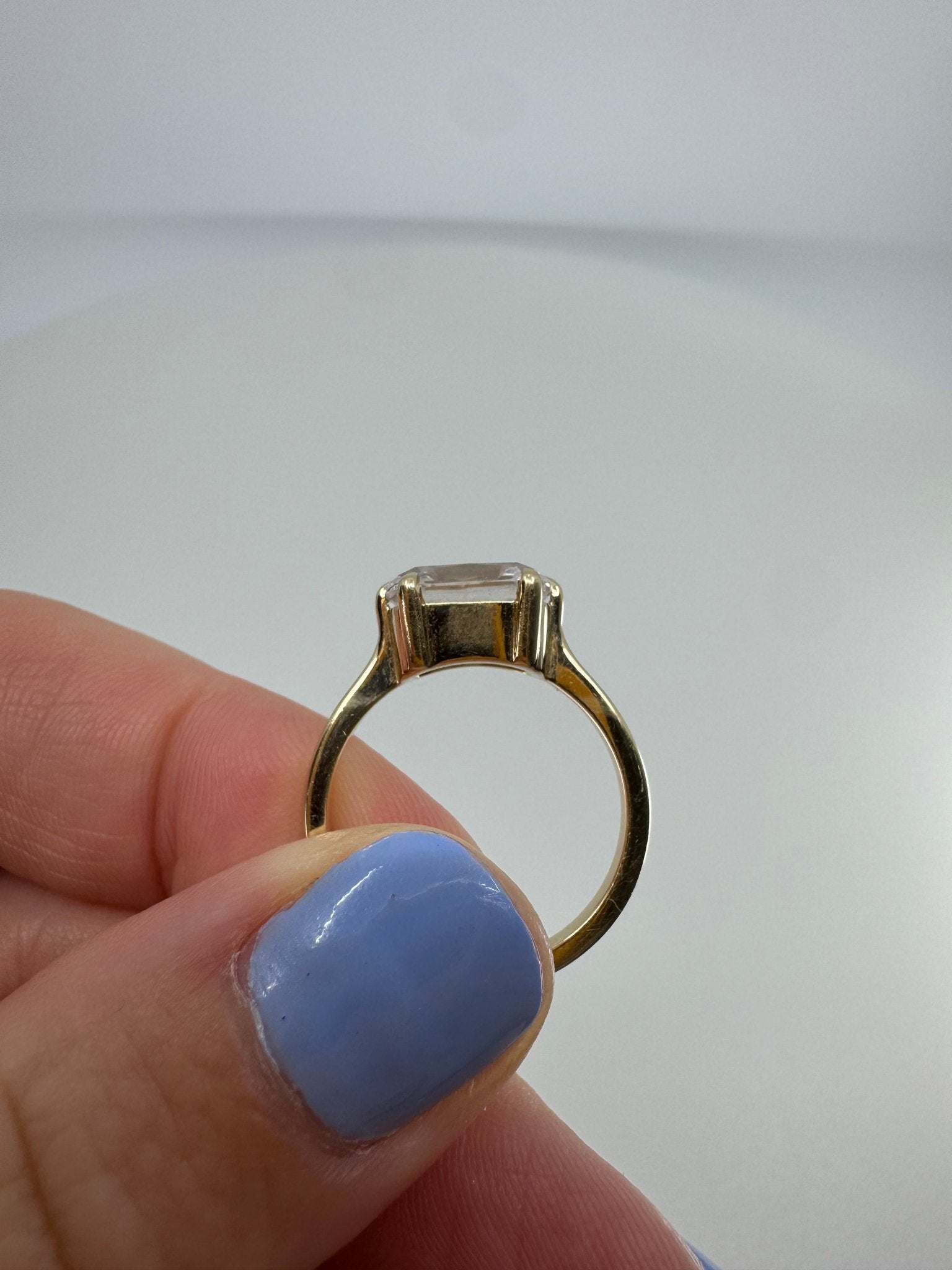 3 carat OMC set east - west in 14k yellow gold - Jewelry by Cleo