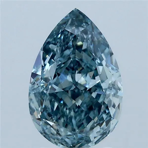 3.01ct Pear Lab Grown Diamond (Colour Fancy Vivid Greenish Blue, Clarity VS2, IGI Certified)
