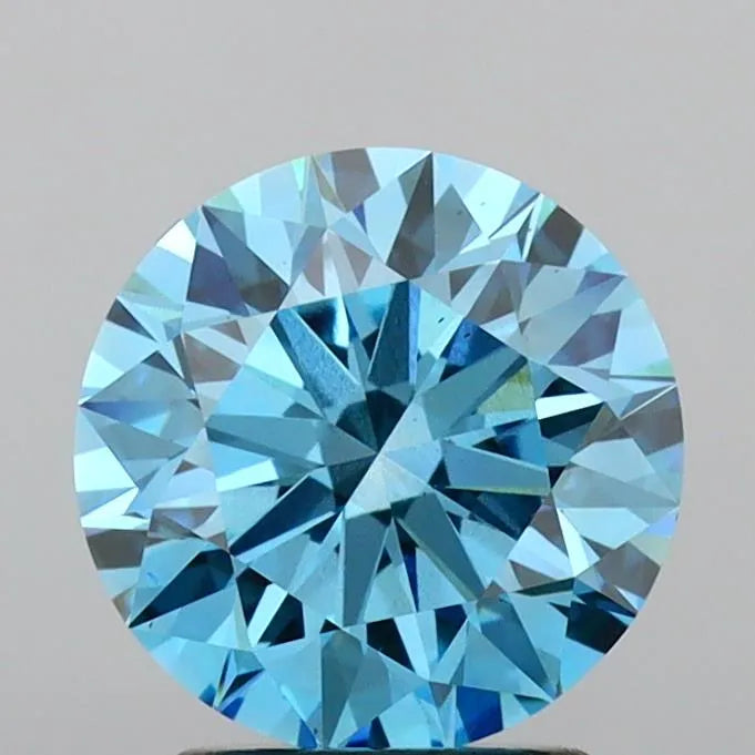 3.09ct Round Lab Grown Diamond (Colour Fancy Vivid Blue, Clarity VS2, Cut ID, IGI Certified)