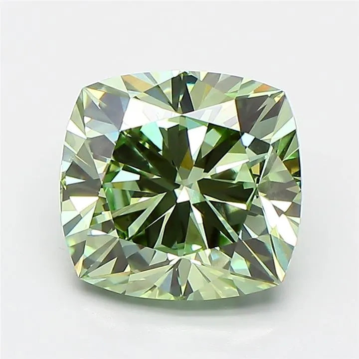 3.13ct Cushion modified Lab Grown Diamond (Colour Fancy Vivid Green, Clarity VVS2, IGI Certified)