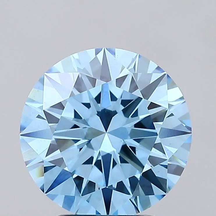 3.27ct Round Lab Grown Diamond (Colour Fancy Vivid Blue, Clarity VS1, Cut EX, IGI Certified)