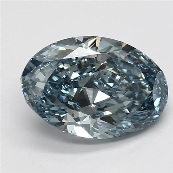 3.51ct Oval Lab Grown Diamond (Colour Fancy Vivid Blue, Clarity VS2, IGI Certified)