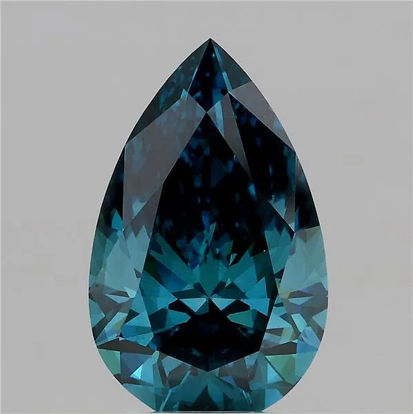 3.55ct Pear Lab Grown Diamond (Colour Fancy Vivid Green Blue, Clarity VS2, IGI Certified)