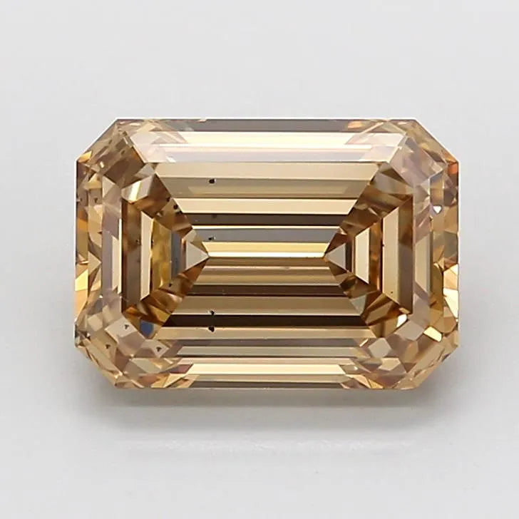 3.76ct Emerald Lab Grown Diamond (Colour Fancy Light Brown, Clarity SI1, IGI Certified)