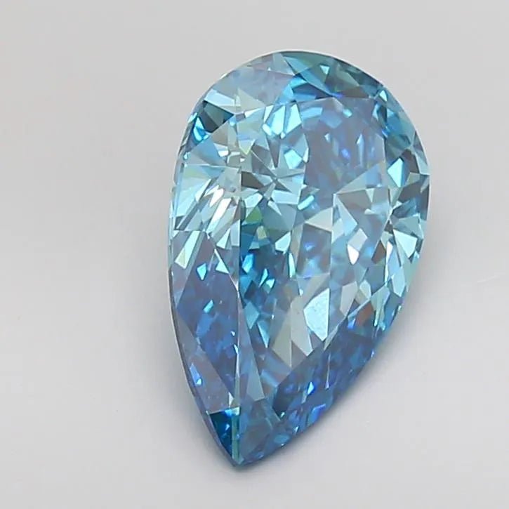 3.00ct Pear Lab Grown Diamond (Colour Fancy Vivid Blue, Clarity VS2, IGI Certified) - Jewelry by Cleo