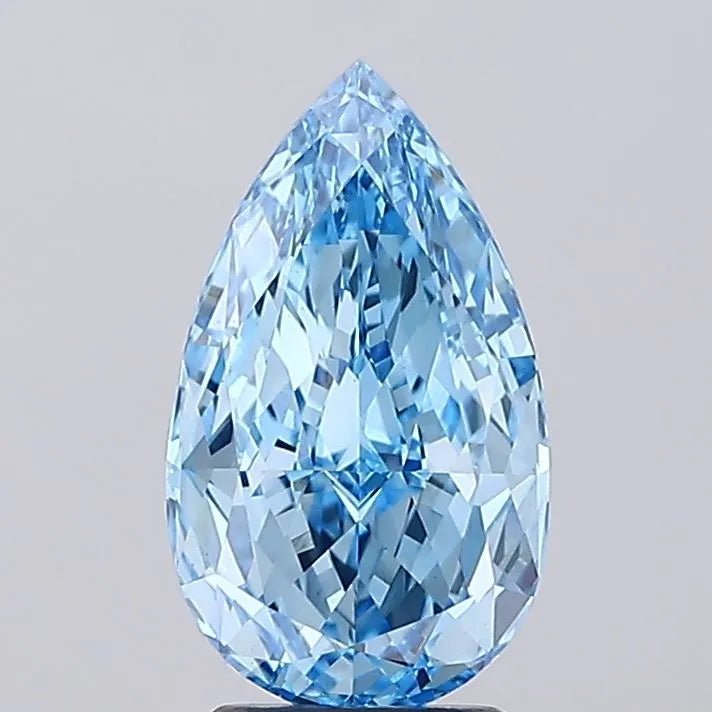 3.01ct Pear Lab Grown Diamond (Colour Fancy Vivid Blue, Clarity VS1, IGI Certified) - Jewelry by Cleo
