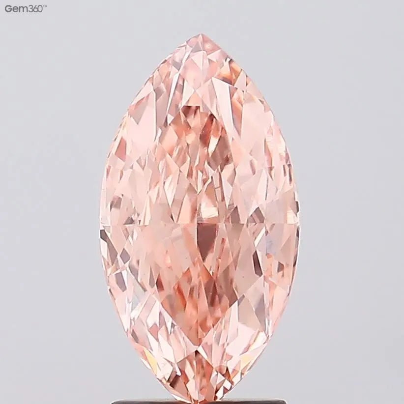 3.02ct Marquise Lab Grown Diamond (Colour Fancy Vivid Brownish Pink, Clarity VS1, IGI Certified) - Jewelry by Cleo