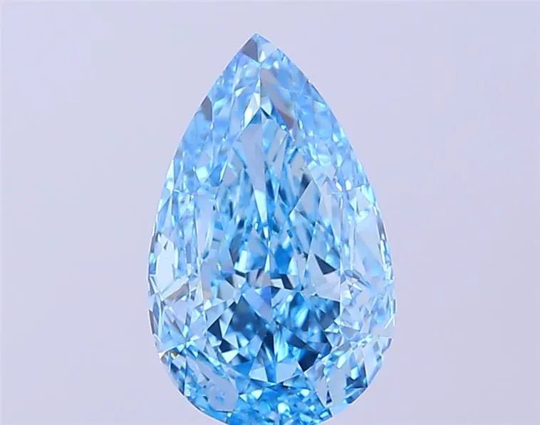 3.02ct Pear Lab Grown Diamond (Colour Fancy Vivid Blue, Clarity VS1, IGI Certified) - Jewelry by Cleo
