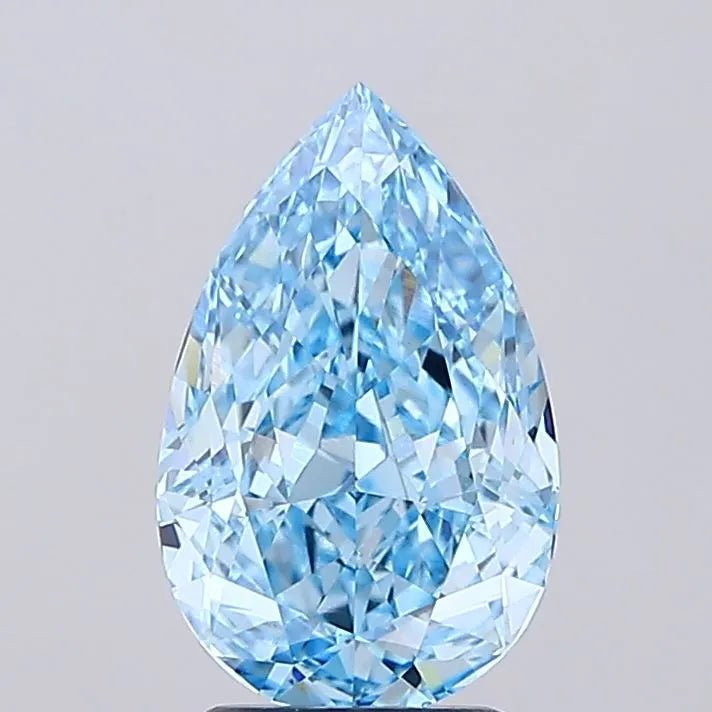 3.02ct Pear Lab Grown Diamond (Colour Fancy Vivid Blue, Clarity VVS2, IGI Certified) - Jewelry by Cleo