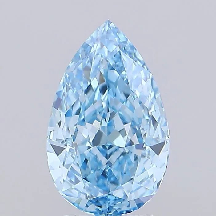 3.03ct Pear Lab Grown Diamond (Colour Fancy Vivid Blue, Clarity VS1, IGI Certified) - Jewelry by Cleo