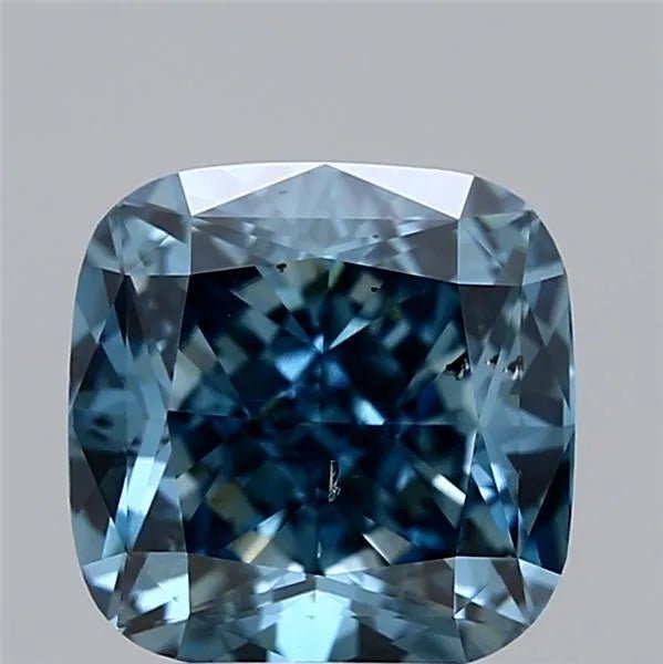 3.05ct Cushion modified Lab Grown Diamond (Colour Fancy Vivid Green Blue, Clarity SI1, IGI Certified) - Jewelry by Cleo
