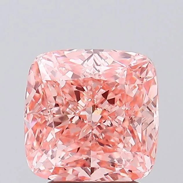 3.08ct Cushion modified Lab Grown Diamond (Colour Fancy Vivid Pink, Clarity VS1, IGI Certified) - Jewelry by Cleo