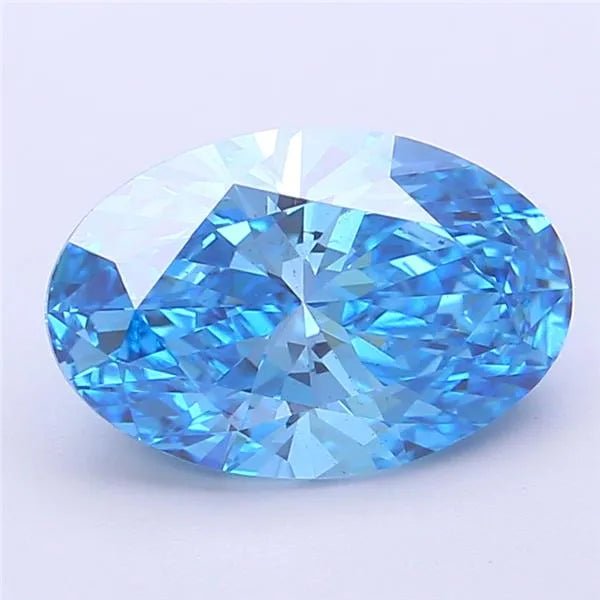 3.08ct Oval Lab Grown Diamond (Colour Fancy Vivid Blue, Clarity VS2, IGI Certified) - Jewelry by Cleo