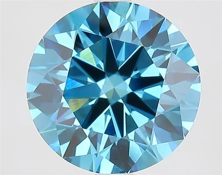 3.18ct Round Lab Grown Diamond (Colour Fancy Vivid Blue, Clarity VS1, Cut ID, IGI Certified) - Jewelry by Cleo