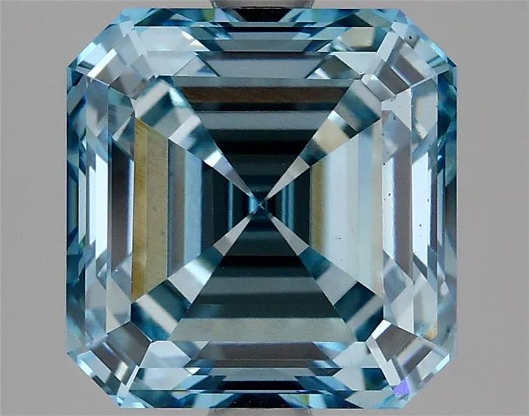 3.23ct Square emerald Lab Grown Diamond (Colour Fancy Intense Blue, Clarity VS1, IGI Certified) - Jewelry by Cleo