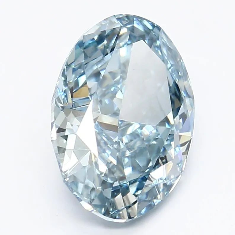 3.30ct Oval Lab Grown Diamond (Colour Fancy Vivid Blue, Clarity VS1, IGI Certified) - Jewelry by Cleo