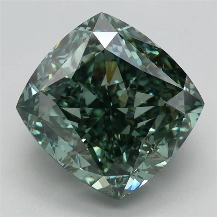 3.54ct Cushion modified Lab Grown Diamond (Colour Fancy Vivid Green, Clarity VS1, IGI Certified) - Jewelry by Cleo