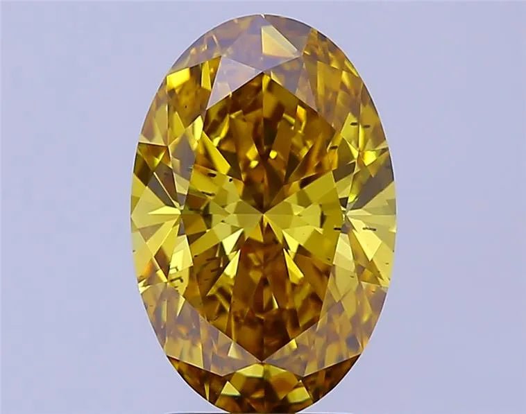 3.54ct Oval Lab Grown Diamond (Colour Fancy Vivid Brownish Yellow, Clarity SI1, IGI Certified) - Jewelry by Cleo