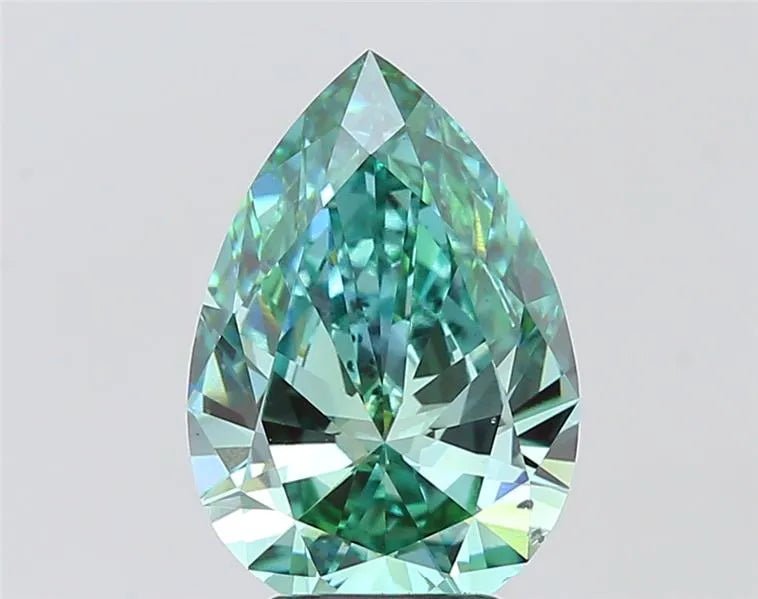 3.54ct Pear Lab Grown Diamond (Colour Fancy Vivid Green, Clarity SI1, IGI Certified) - Jewelry by Cleo