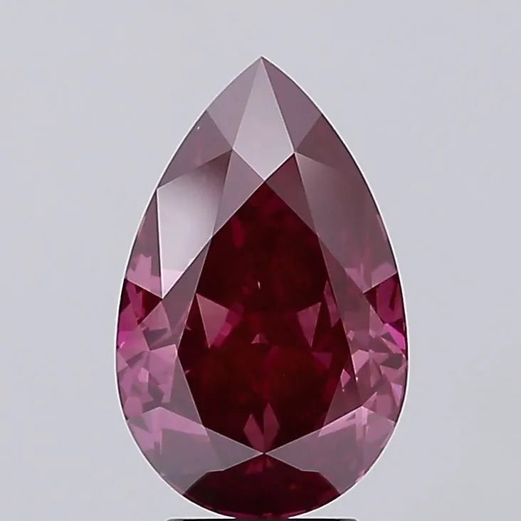 3.96ct Pear Lab Grown Diamond (Colour Fancy Deep Pink, Clarity VS2, IGI Certified) - Jewelry by Cleo
