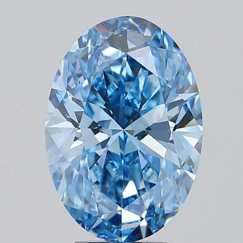 4.02ct Oval Lab Grown Diamond (Colour Fancy Vivid Blue, Clarity VVS1, IGI Certified)