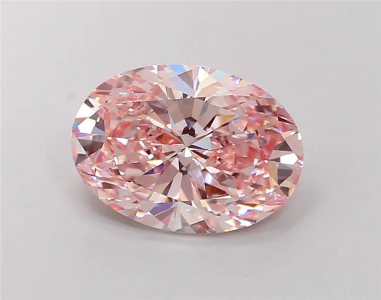 4.01ct Oval Lab Grown Diamond (Colour Fancy Intense Pink, Clarity VVS2, IGI Certified) - Jewelry by Cleo