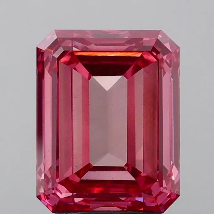4.02ct Emerald Lab Grown Diamond (Colour Fancy Vivid Pink, Clarity VS1, IGI Certified) - Jewelry by Cleo