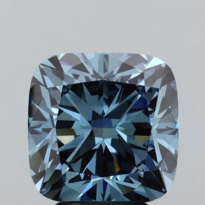 4.06ct Cushion brilliant Lab Grown Diamond (Colour Fancy Deep Blue, Clarity VS2, IGI Certified) - Jewelry by Cleo