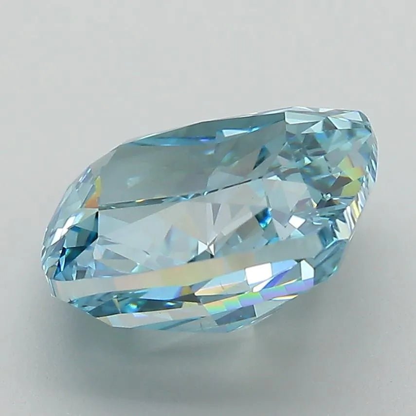 4.20ct Cushion modified Lab Grown Diamond (Colour Fancy Vivid Blue, Clarity VS1, IGI Certified) - Jewelry by Cleo