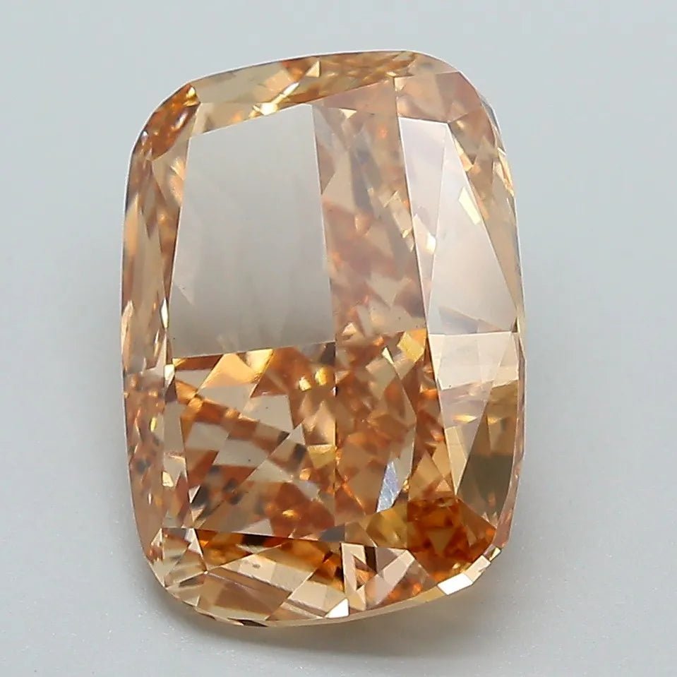 4.20ct Cushion modified Lab Grown Diamond (Colour Fancy Yellowish Brown, Clarity VS1, IGI Certified) - Jewelry by Cleo