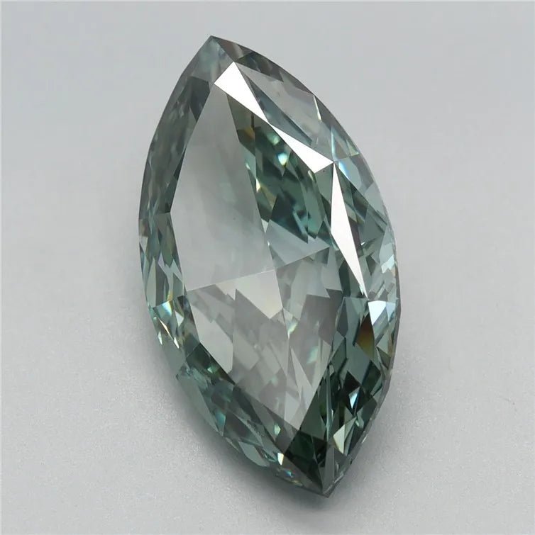 4.25ct Marquise Lab Grown Diamond (Colour Fancy Vivid Green, Clarity VVS2, IGI Certified) - Jewelry by Cleo