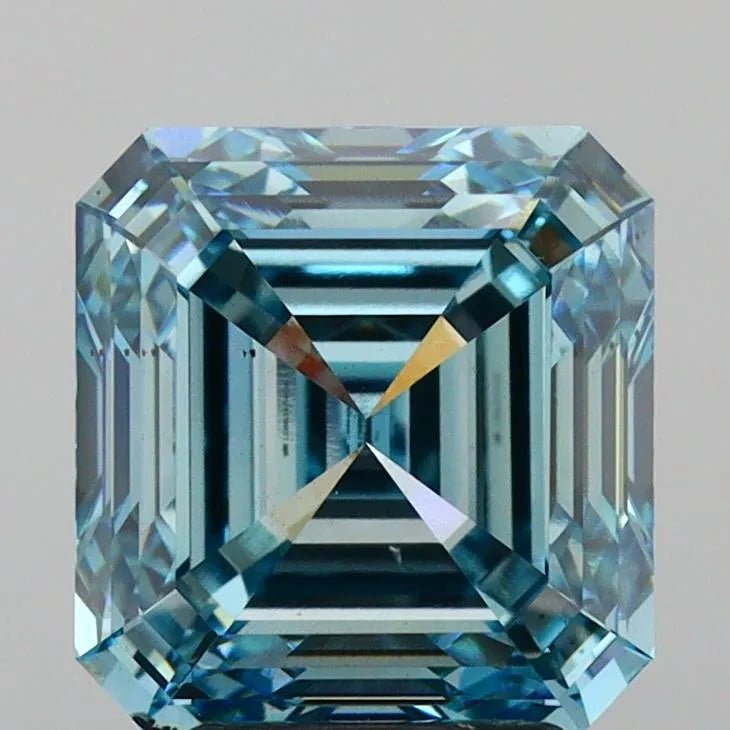 4.52ct Square emerald Lab Grown Diamond (Colour Fancy Vivid Blue, Clarity VS2, IGI Certified) - Jewelry by Cleo